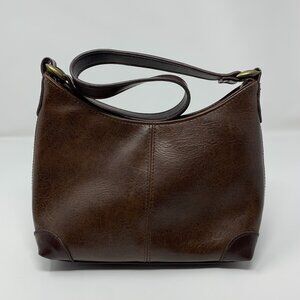 Vintage Leather Shoulder Bag Women Brown Hobo Purse Zip Pocket